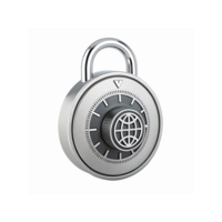 Silver Combination Padlock with Globe Symbol Representing Security and Global Protection on Transparent Background png