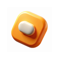 Bright Orange Square 3D Icon with Rounded White Button for Modern User Interface Design png
