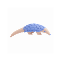 3D Illustration of Pangolin with Blue Scales and Pink Body on Transparent Background for Education and Design png