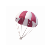 Red And White Striped Parachute With Strings Isolated On Clear Background For Safety Adventure Themes png