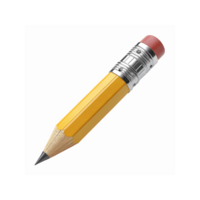 Yellow Wooden Pencil with Sharp Graphite Tip and Red Eraser for Writing and Drawing on Transparent Background png