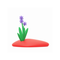 Minimalist Purple Flowers With Green Stems Growing on Red Rounded Base Isolated Design png