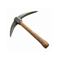 Rustic Wooden Handled Pickaxe with Steel Dual Blades for Mining and Digging Tools on Transparent Background png