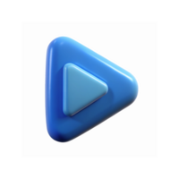 Blue 3D Play Button Icon with Gradient Design Isolated on Transparent Background for Media png