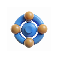 3D Abstract Blue Circular Structure With Orange Spheres Symbolizing Connection and Unity png