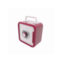 Red and White Portable Safe Box with Combination Lock Design for Security and Storage Solutions png