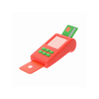 Red Digital Payment Machine with Green Buttons and Card Inserted for Electronic Transactions png
