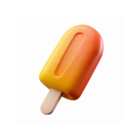 Bright Orange Yellow Gradient Popsicle Ice Cream on Wooden Stick with Transparent Background png