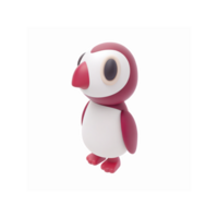 Minimalistic Red and White Cartoon Puffin Figurine with Large Eyes and Smooth Design png