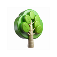 3D Green Tree Icon with Minimalist Design and Transparent Background for Nature Concept Use png