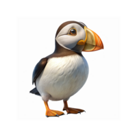 Cute Atlantic Puffin with Vibrant Orange Beak Standing on Transparent Background for Wildlife Illustration png