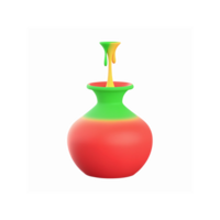 Gradient Red and Green Vase with Yellow Paint Splash on Transparent Background for Creative Design png