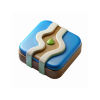 Blue and Brown Abstract 3D Icon with Green Centerpiece for Digital Apps and UI Design Concepts png