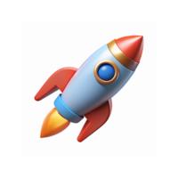3D Render of Blue and Red Rocket Icon for Space Exploration Innovation Technology Apps png