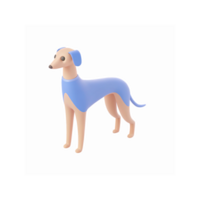 Minimalist 3D Illustration of Whippet Dog with Beige and Blue Design on Transparent Background png