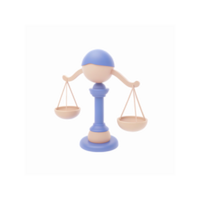 Minimalistic 3D Scale of Justice in Pastel Blue and Pink for Law and Balance Concept png