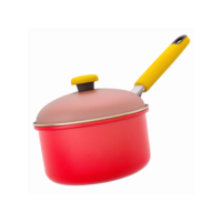Red Cooking Pot with Yellow Handle and Lid Ideal for Kitchenware and Culinary Usage png