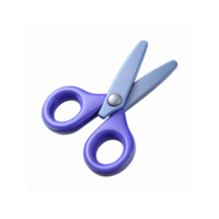 Blue and Purple Plastic Safety Scissors Icon with Round Handles and Metallic Joint Design on Transparent Background png