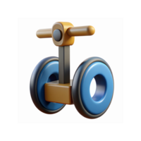 Minimalist Brown and Blue Toy Scooter with Dual Wheels and Handlebar on Transparent Background png
