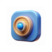 Minimalist 3D Blue Push Button with Orange Highlights on Transparent Background for UI Design png