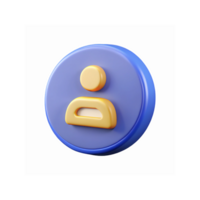 3D Yellow User Icon On Round Blue Button for App Interface and Profile Representation png