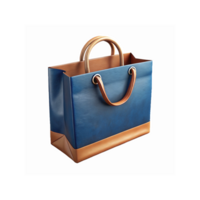 Blue Luxury Shopping Bag With Brown Handles On Transparent Background For Retail And Merchandise png