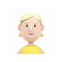 3D Illustration of Smiling Blonde Character with Yellow Shirt on Transparent Background for Fun Designs png