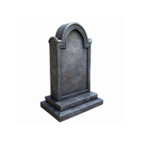 Grey Stone Tombstone with Curved Top and Rectangular Base for Cemetery Memorial Design png