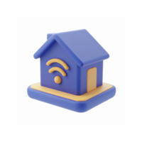 Blue and Yellow Smart Home Icon with WiFi Symbol Representing Digital Connectivity on Transparent Background png