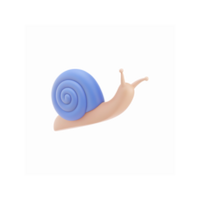 3D Render of Minimalist Blue Snail with Spiral Shell on Transparent Background for Design Use png