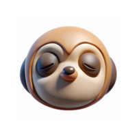 Cute 3D Sloth Face Illustration with Soft Brown Tones and Relaxed Expression on Transparent Background png