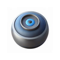 Circular Blue Button with Metallic Border and Textured Surface for Technology and UI Design on Transparent Background png