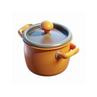 Orange Cooking Pot with Lid and Handles for Kitchenware or Culinary Use on Transparent Background png