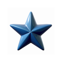 Glossy Blue Five Pointed Star Icon with Smooth 3D Surface on Transparent Background for Design and Decoration png