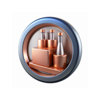 Copper and Silver Bottles on a Circle Shelf with Metallic Background Design for Iconic Use png