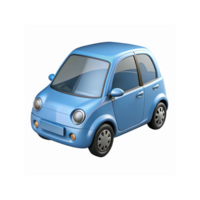 Modern Blue Compact Cartoon Car Illustration with Rounded Design and Glossy Finish for Digital Use png