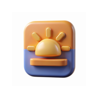3D Orange and Blue Sunrise Icon for Weather App User Interface or Graphic Design Projects png