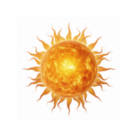 Radiant Fiery Sun with Golden Flames in Circular Design on Transparent Background for Digital Graphics png
