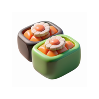 Two Square Dessert Boxes with Flower-Shaped Toppings in Green and Gray Containers Transparent Background png