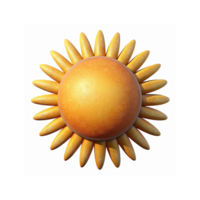 Golden Sunflower Shaped Bread with Crispy Texture and Baked Gradient Surface on Transparent Background png