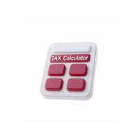 3d white and red tax calculator icon with minimalistic design for financial accounting applications png