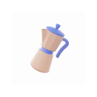 Beige Vintage Style Coffee Maker with Blue Handle and Lid for Brewing Espresso Transparent Background png