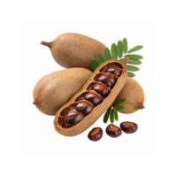 Tamarind Pods and Seeds with Green Leaves on Transparent Background for Culinary and Natural Uses png