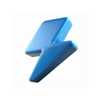 Glossy Blue Lightning Bolt Icon Representing Energy Power and Speed with Transparent Background png