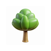 3D Cartoon Style Green Tree with Brown Trunk Illustration for Nature and Environment Projects png