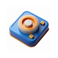 3D Rendered Blue and Orange Button Design with Textured Layers and Minimalist Controls for Icons and Apps png
