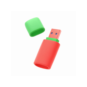 Red USB Flash Drive with Green Cap Isolated on Transparent Background for Data Storage and Backup png