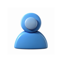Blue Abstract 3D Icon of User Profile Symbol with Glossy Texture on Transparent Background png