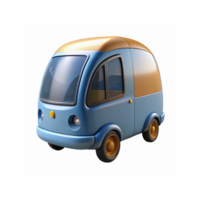Blue and Gold Rounded Mini Van Cartoon Style Illustration for Transportation or Design Projects png