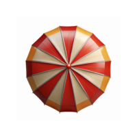 Top View of Red Beige Yellow Striped Umbrella with Metallic Frame on Transparent Background png